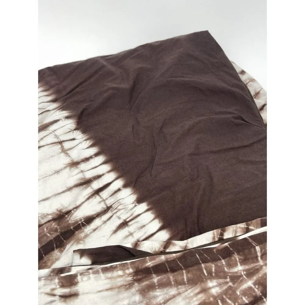 Pottery Barn PB Teen Brown White Tie Dye Cotton Duvet Cover Twin Single Dorm
